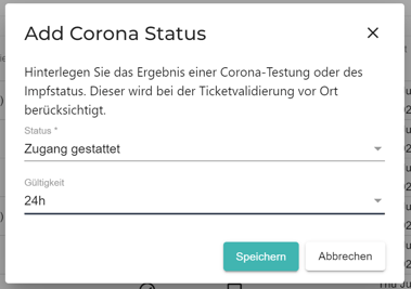 Ein Screenshot zeigt die Ticket-Freischaltung bei der Corona-Zertifikatskontrolle am Einlass